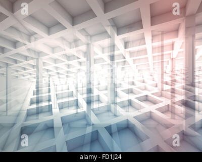 Abstrait architecture fond avec recoupé les cellules, 3d illustration avec filtre tonal colorés Banque D'Images