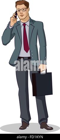 Businessman standing. Vector illustration isolé sur fond blanc Illustration de Vecteur