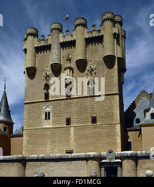 L'Espagne. Segovia. L'Alcazar. Tour de Jean II de Castille, 15e siècle. Banque D'Images