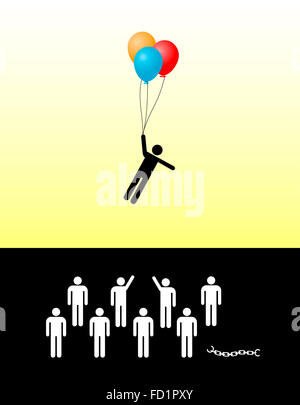 Le vol dans un avenir incertain Banque D'Images