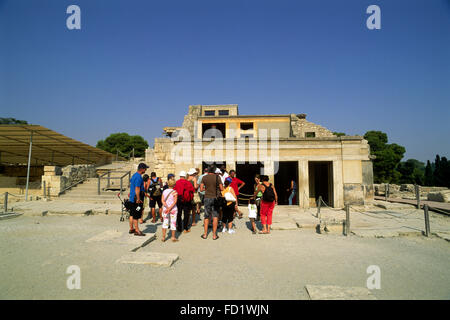 Grèce, Crète, Knossos, Palais Minoen, salle du trône Banque D'Images