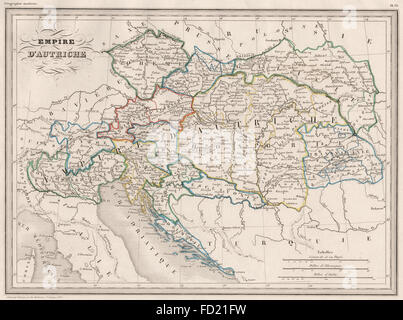 Autriche-HONGRIE Empire d'Autriche. Contour Original color.MALTE-BRUN, c1846 la carte Banque D'Images