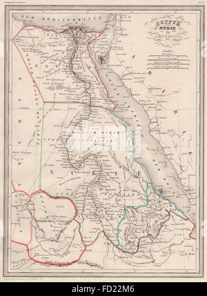 NE L'Afrique. Frederik Egypte Nubie Abyssinie. L'Egypte l'Abyssinie. MALTE-BRUN, c1846 la carte Banque D'Images