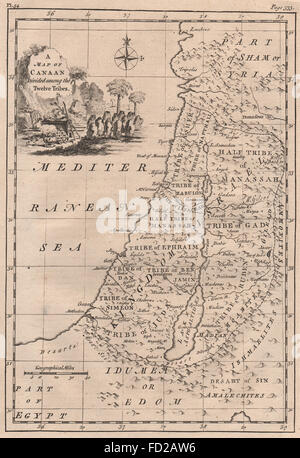 La Palestine antique : une carte de Canaan divisé entre les douze tribus, 1752 Banque D'Images