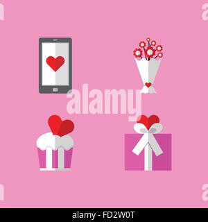 [EPS10] coeur et l'amour télévision icône style sur fond rose Illustration de Vecteur