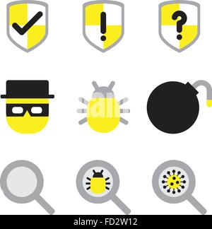 [EPS10] ordinateur network security icon set style plat Illustration de Vecteur