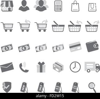 [EPS10] shopping gris style télévision icon set Illustration de Vecteur