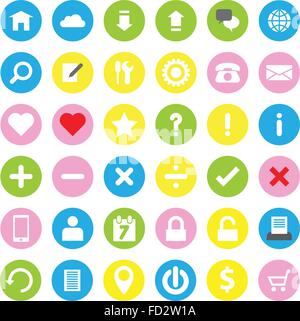 [EPS10] web icon set style plat sur cercle coloré Illustration de Vecteur