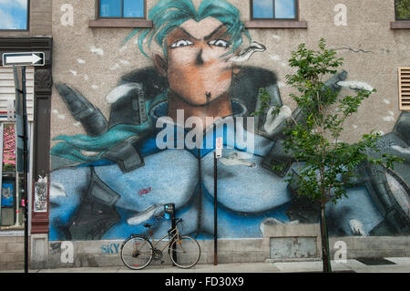 Un mur peint à Montréal - Canada Banque D'Images