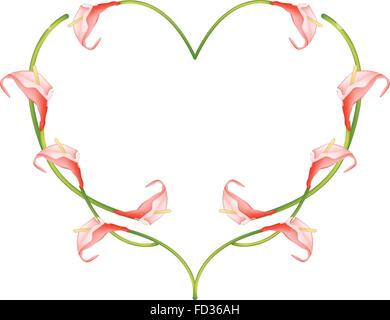 Concept d'amour, de l'illustration des fleurs rouges fleurs formant Flamingo ou en forme de coeur isolé sur fond blanc. Illustration de Vecteur