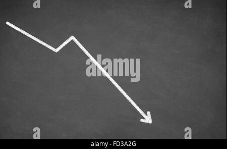 Graphique linéaire montre une tendance à la baisse Banque D'Images