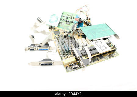 Anciennes cartes électroniques d'un ancien ordinateur Banque D'Images