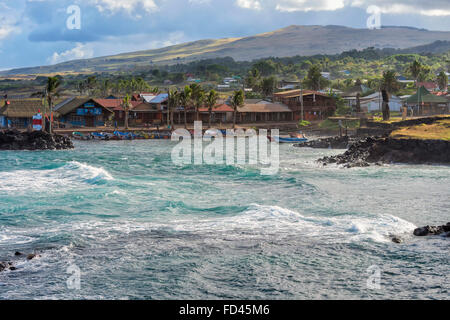 Le Chili, l'île de Pâques, Hanga Roa, port de pêche de Hanga Roa Banque D'Images