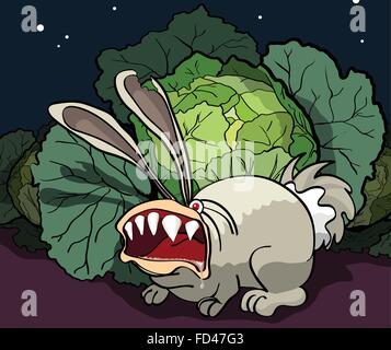 Le lapin de choux gardes enragé Illustration de Vecteur