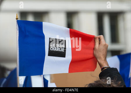 Je suis Charlie manifestation à Paris après les meurtres commis par les islamistes. Banque D'Images