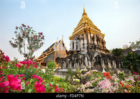 Chang Lom Chedi du Wat Chiang Man, Chiang Mai, Thaïlande Banque D'Images