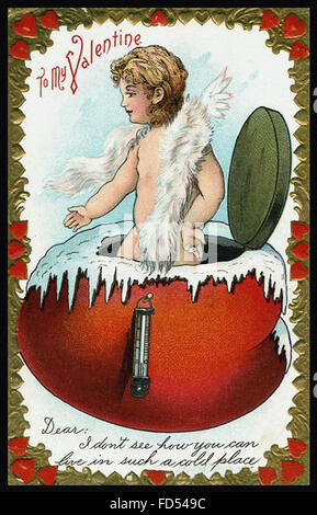 Saint-valentin Vintage Postcard - son bébé à l'intérieur froid Banque D'Images