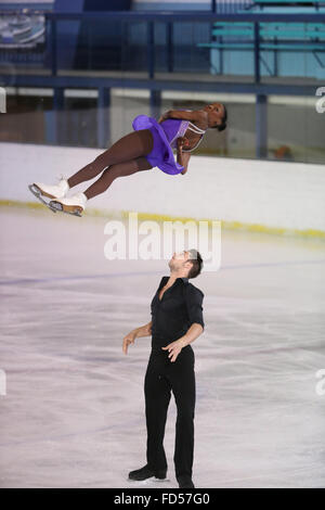 Soirée de gala de patinage artistique. L'équipe française. Vanessa James et Morgan Cipres. Saint-Gervais les bains. La France. Banque D'Images