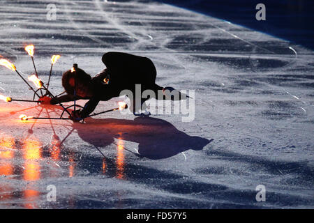 Soirée de gala de patinage artistique. L'équipe française. Marie-Pierre Levray. Saint-Gervais les bains. La France. Banque D'Images