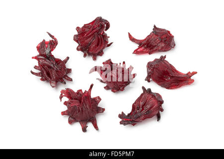 Confit d'hibiscus sur fond blanc Banque D'Images