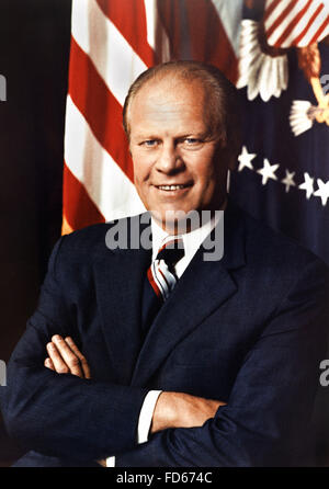Gerald Ford. Portrait du 38e Président des Etats-Unis, août 1974 Banque D'Images