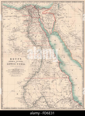 Vallée du Nil : l'Egypte, l'Arabie petraea et Nubie inférieure. Les divisions. JOHNSTON 1906 map Banque D'Images