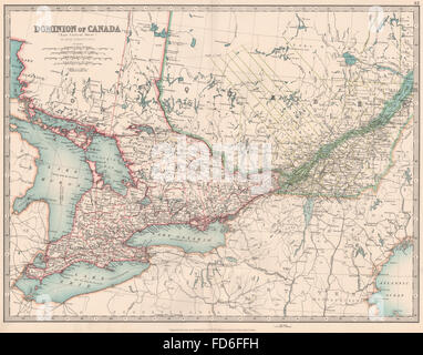 CANADA : l'Ontario & Québec montrant comtés. JOHNSTON, 1906 carte antique Banque D'Images