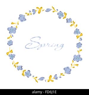 Cercle de fleurs à la main . Hand drawn design pour carte de remerciement, carte de Vœux ou d'invitation. Vector illustration. Illustration de Vecteur