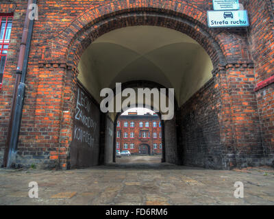 Katowice, Pologne - 05 novembre 2015 : Bâtiments résidentiels Historique . Le district minier de Nikiszowiec Banque D'Images