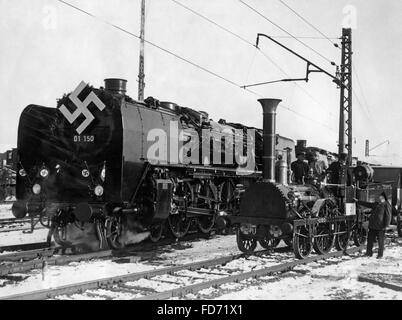 Exposition anniversaire de la Deutsche Reichsbahn (Empire allemand) Fer à Nuremberg, 1935 Banque D'Images