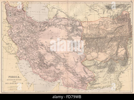 Asie du Sud-Ouest : la Perse (Iran) Afghanistan Balouchistan. Golfe persique. Caspian, 1882 map Banque D'Images