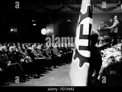 Joseph Goebbels à la réunion annuelle conjointe de la chambre de Reich et de la Culture de la force par la joie dans le Berlin Banque D'Images