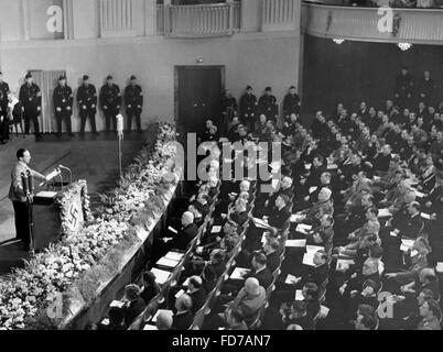 Joseph Goebbels à la session conjointe de la chambre de Reich et de la Culture de la force par la joie, Berlin 1937 Banque D'Images
