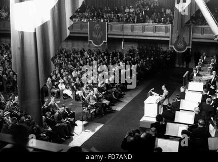 Goebbels, Hitler et Wagner lors de la réunion de la chambre de Reich des beaux-arts de Munich, 1937 Banque D'Images