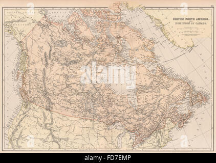 CANADA : Br. L'Amérique du Nord. Route de navigation prévues Liverpool-Port Nelson 1882 map Banque D'Images