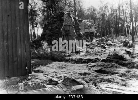 Des soldats américains morts sur le front de l'Ouest, 1944 Banque D'Images