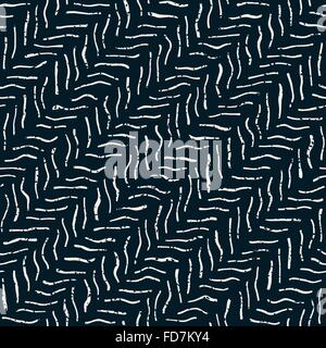 Seamless Vector Hand Drawn sombres lignes déformées Grunge Modèle rétro Illustration de Vecteur