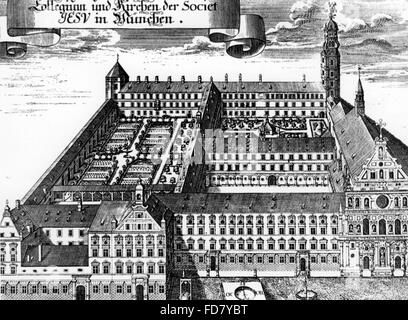 Collège des Jésuites avec l'église de Saint Michel à Munich, vers 1700 Banque D'Images