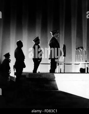 Adolf Hitler sur le rassemblement du parti nazi à Nuremberg, 1936 Banque D'Images