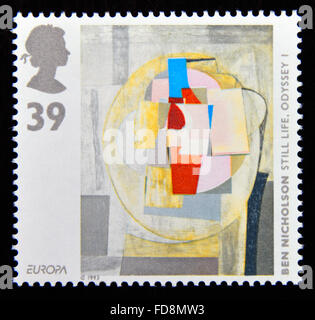 Timbre-poste. La Grande-Bretagne. La reine Elizabeth II. 1993. Europa. L'art contemporain. Ben Nicholson. 39p. Banque D'Images