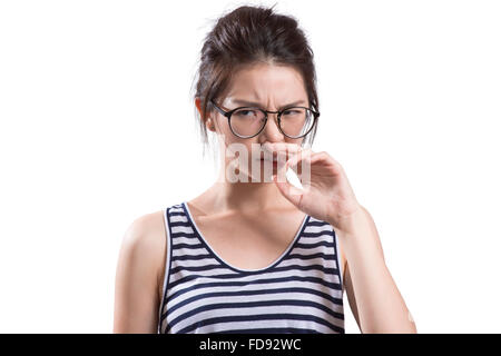 Portrait de jeune femme dégoûté Banque D'Images