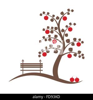 Apple tree isolated on white Illustration de Vecteur