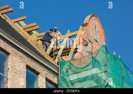 Poznan, Pologne, la restauration des structures d'un bâtiment ancien Banque D'Images