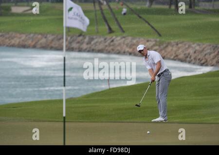 Singapour, Singapour. 29 janvier, 2016. Jordan Spieth des États-Unis fait concurrence au cours de l'Open de Singapour SMBC tenu au Club de Golf de Sentosa, Singapour cours Serapong, le 29 janvier 2016. Credit : Puis Chih Wey/Xinhua/Alamy Live News Banque D'Images