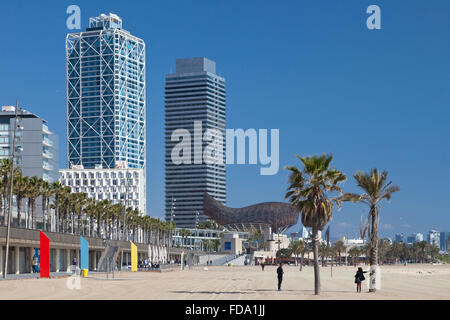 Espagne, Barcelone beach Banque D'Images