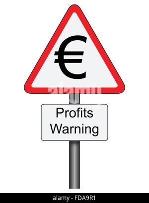 Signe de la circulation routière avec des bénéfices avertissement en format vectoriel. Triangulaire rouge d'avertissement standard panneau routier avec symbole Euro Illustration de Vecteur
