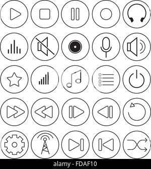 Boutons et icônes des médias Illustration de Vecteur