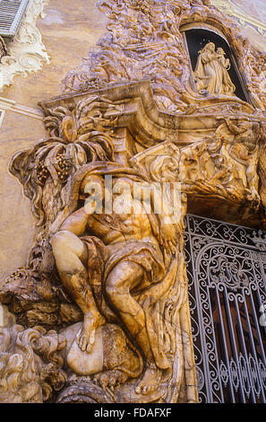 Détail,Façade de palais Marqués de Dos Aguas (18e siècle),Valence, Espagne Banque D'Images