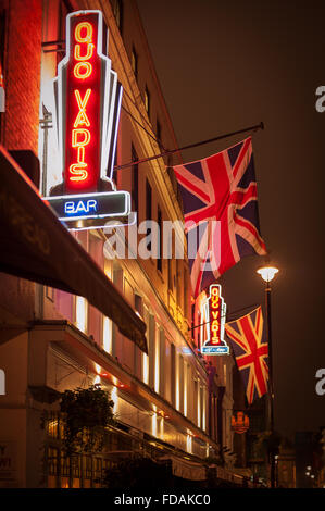 Néons de Quo Vadis historique Club privé à Soho, Londres Banque D'Images