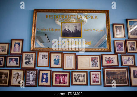 Détail du mur. Dans la Pepica,restaurant,6 Passeig Neptú.La plage de La Malvarrosa Valencia, Espagne. Banque D'Images